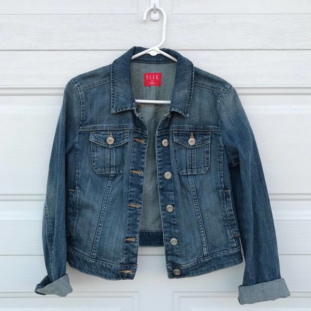 Elle Denim Jean Jacket Trucker Blue Size M